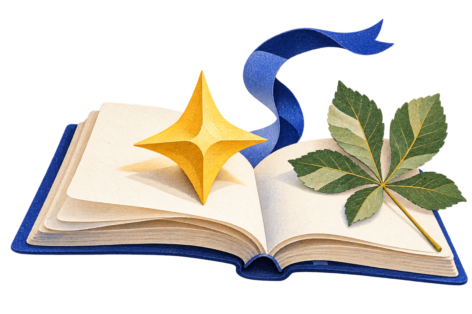 Una estrella dorada sobre un cuaderno abierto